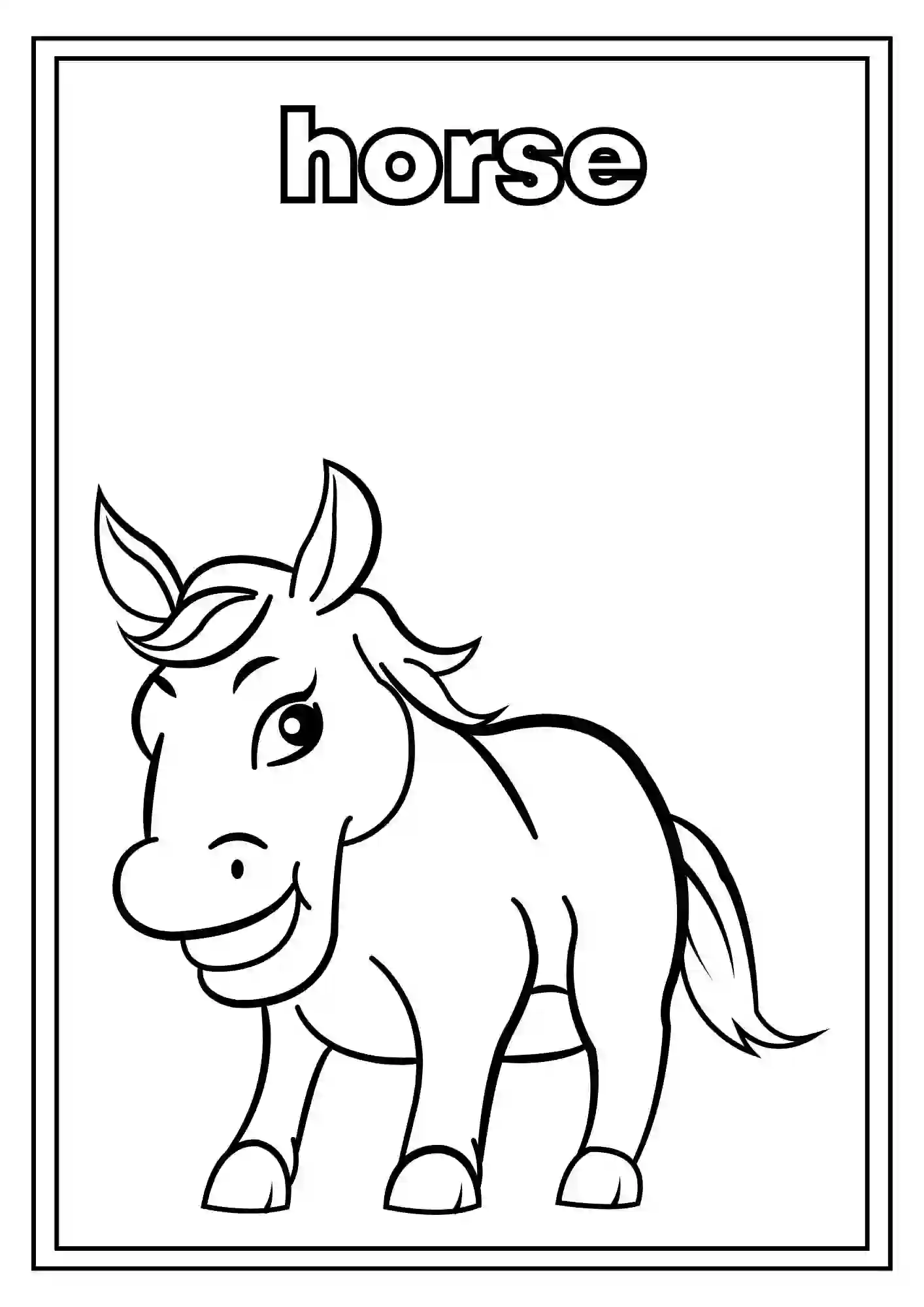 Animal Coloring Worksheets for Kindergarten Part 2 (HORSE)