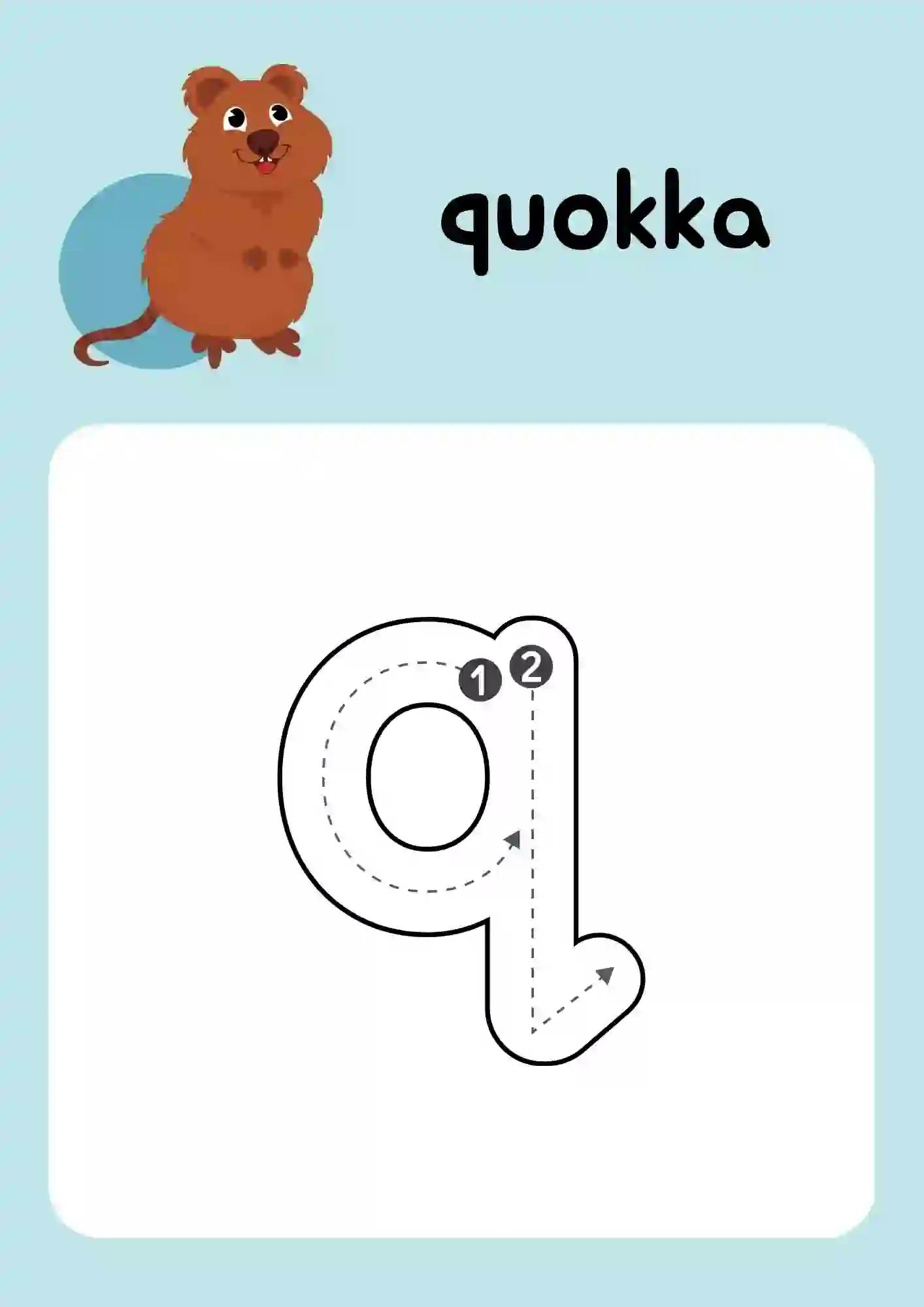 Lower Case Alphabet (q)Tracing Worksheets