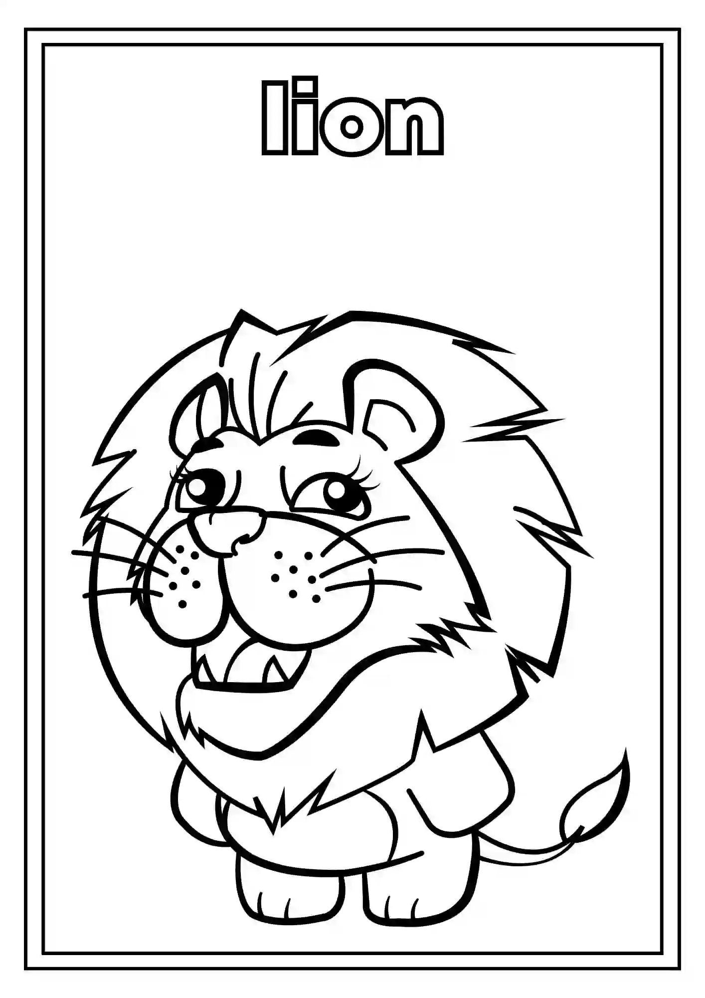 Animal Coloring Worksheets for Kindergarten Part 2 (LION)