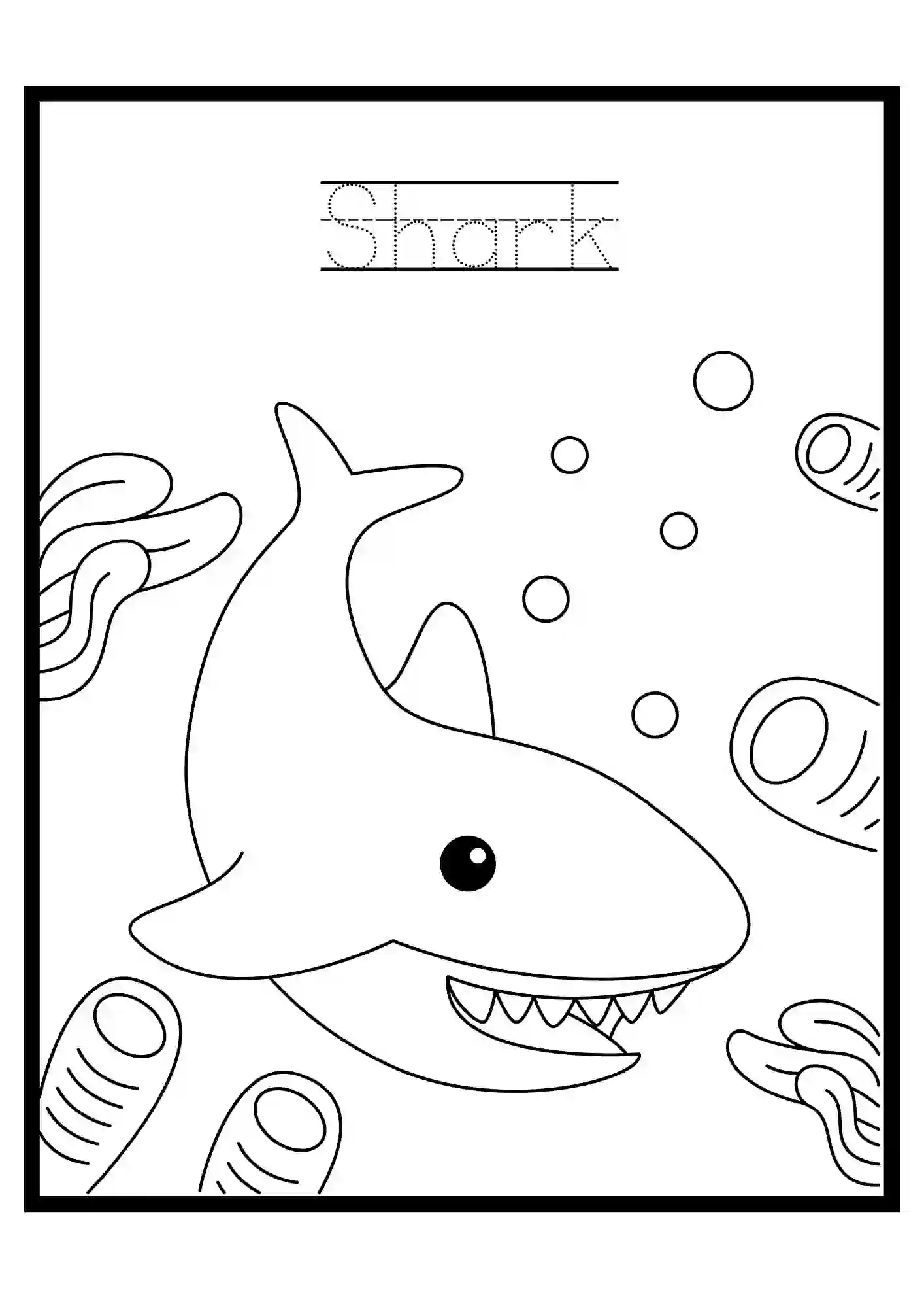  Under the Water Colouring Worksheets Shark