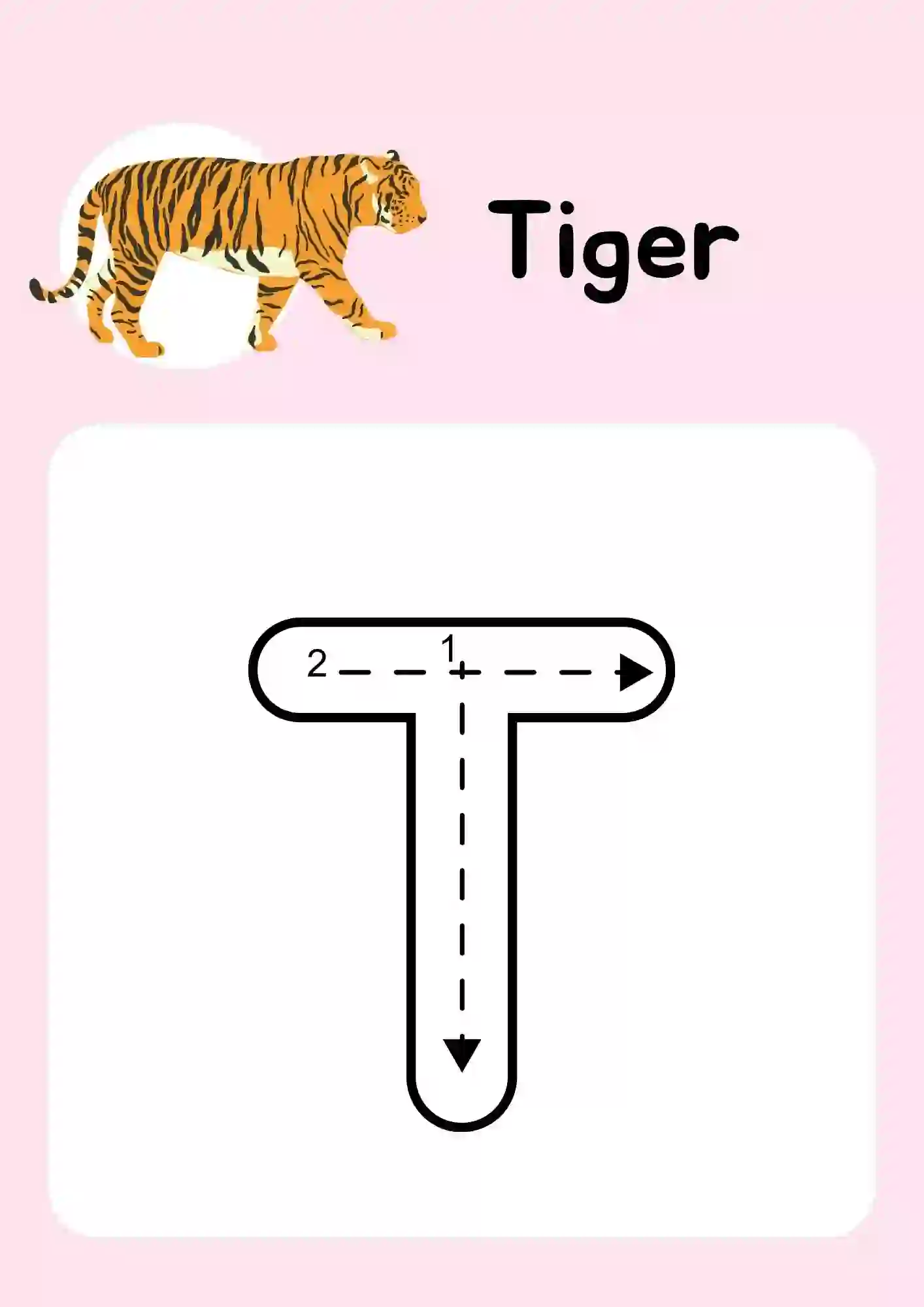 Uppercase Alphabet (T) Tracing Worksheets Kindergarten