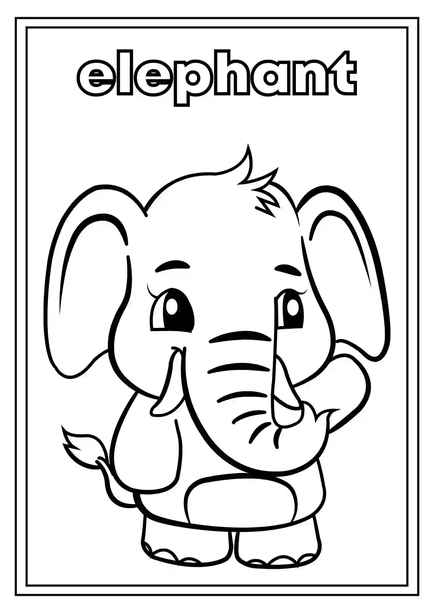Animal Coloring Worksheets for Kindergarten Part 2 (ELEPHANT)