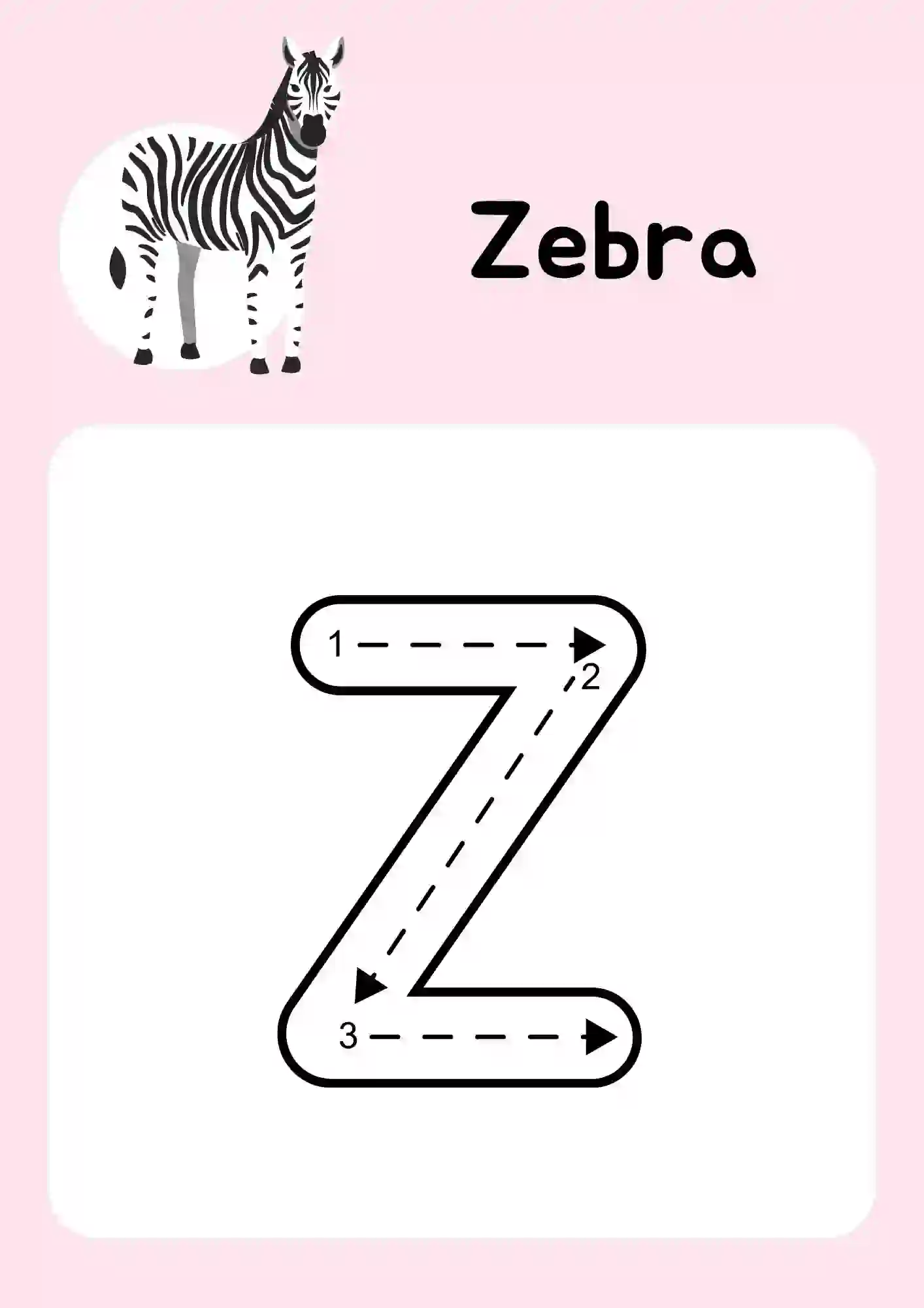 Uppercase Alphabet (Z) Tracing Worksheets Kindergarten