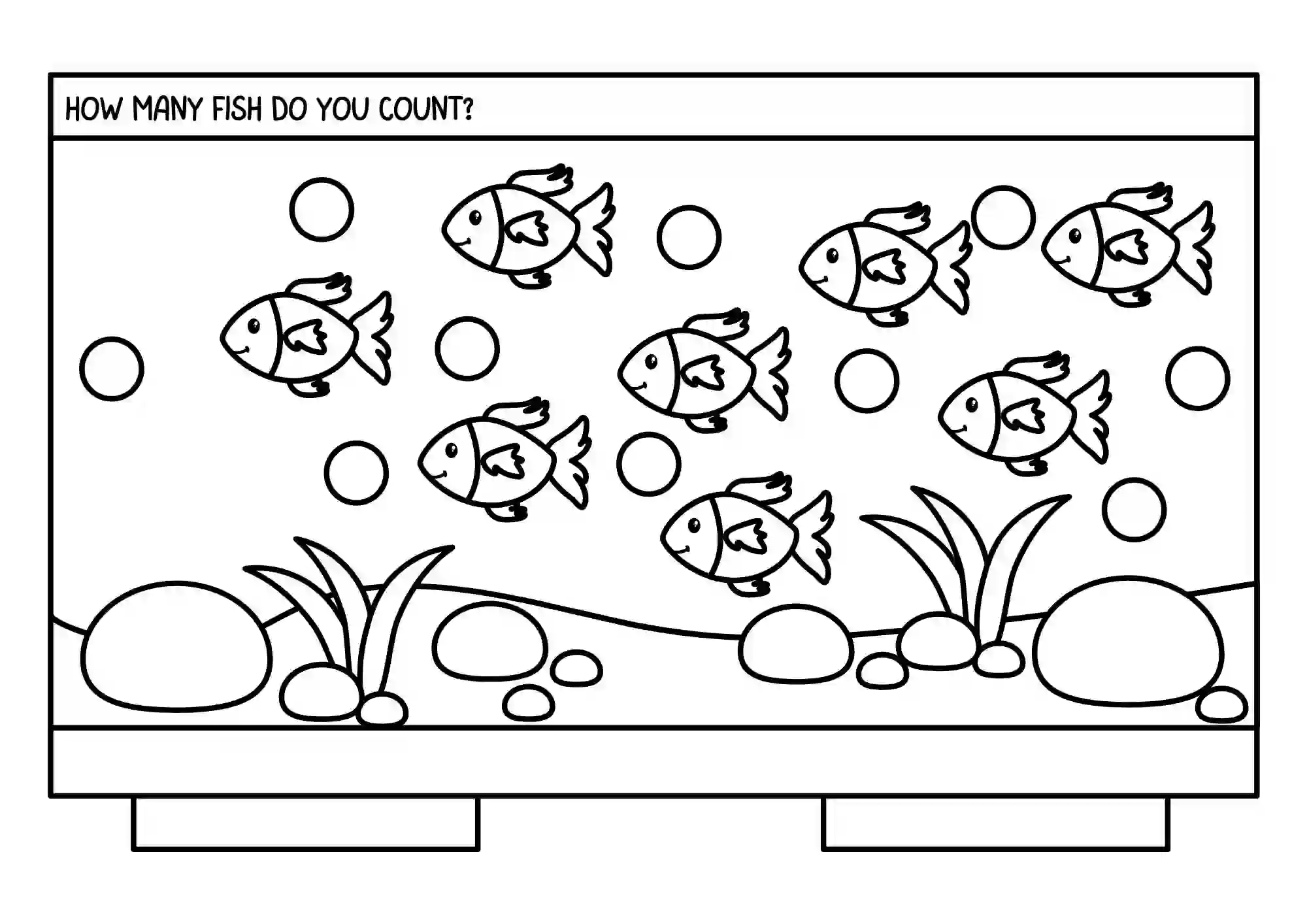 fish counting and coloring worksheets