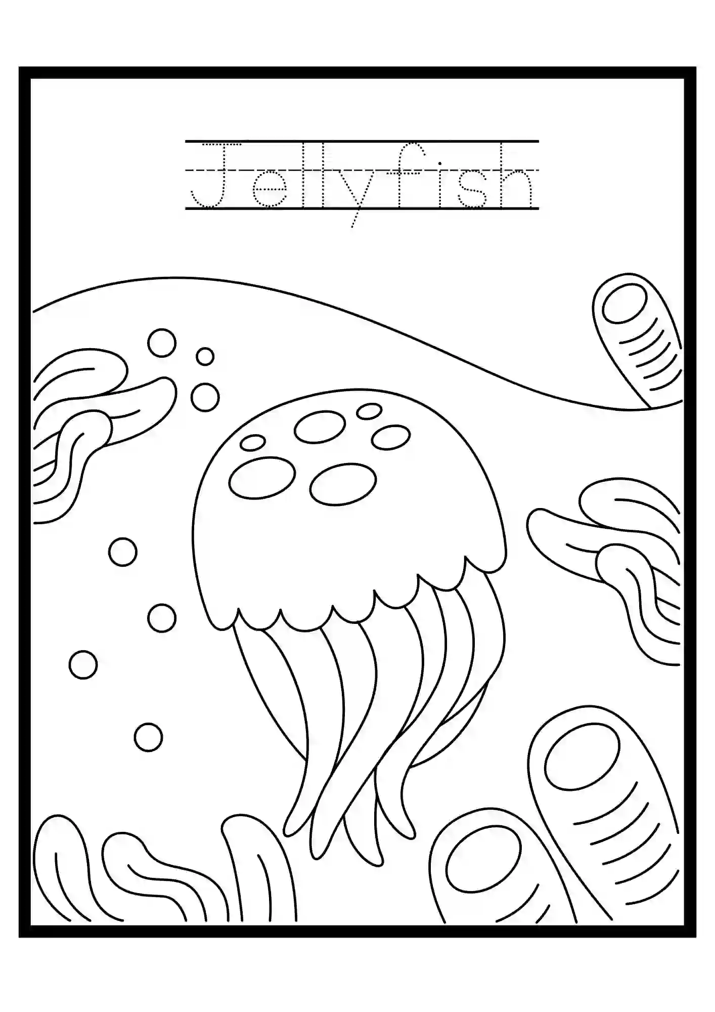 Under the Water Colouring Worksheets jellyfish
