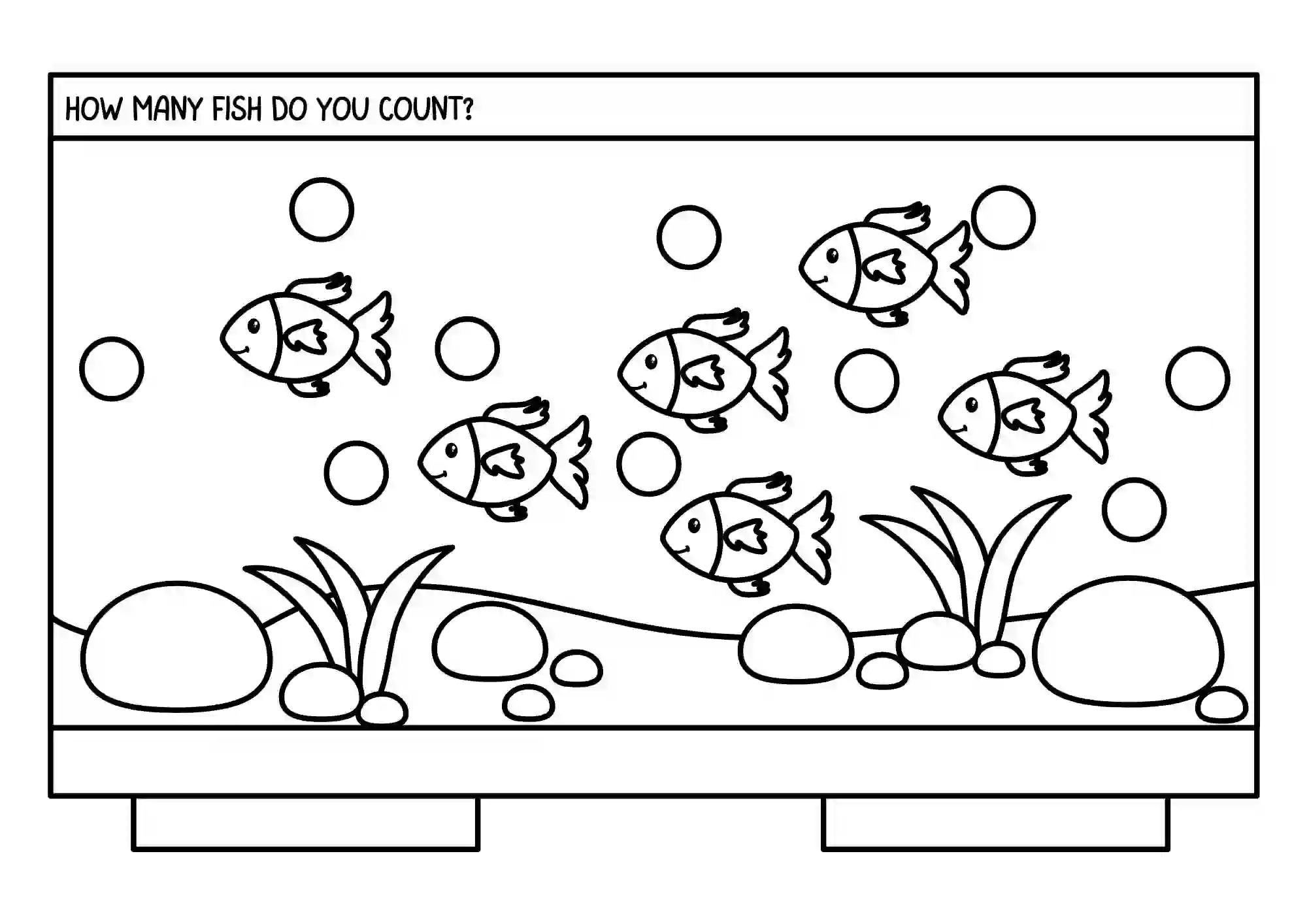 fish counting and coloring worksheets