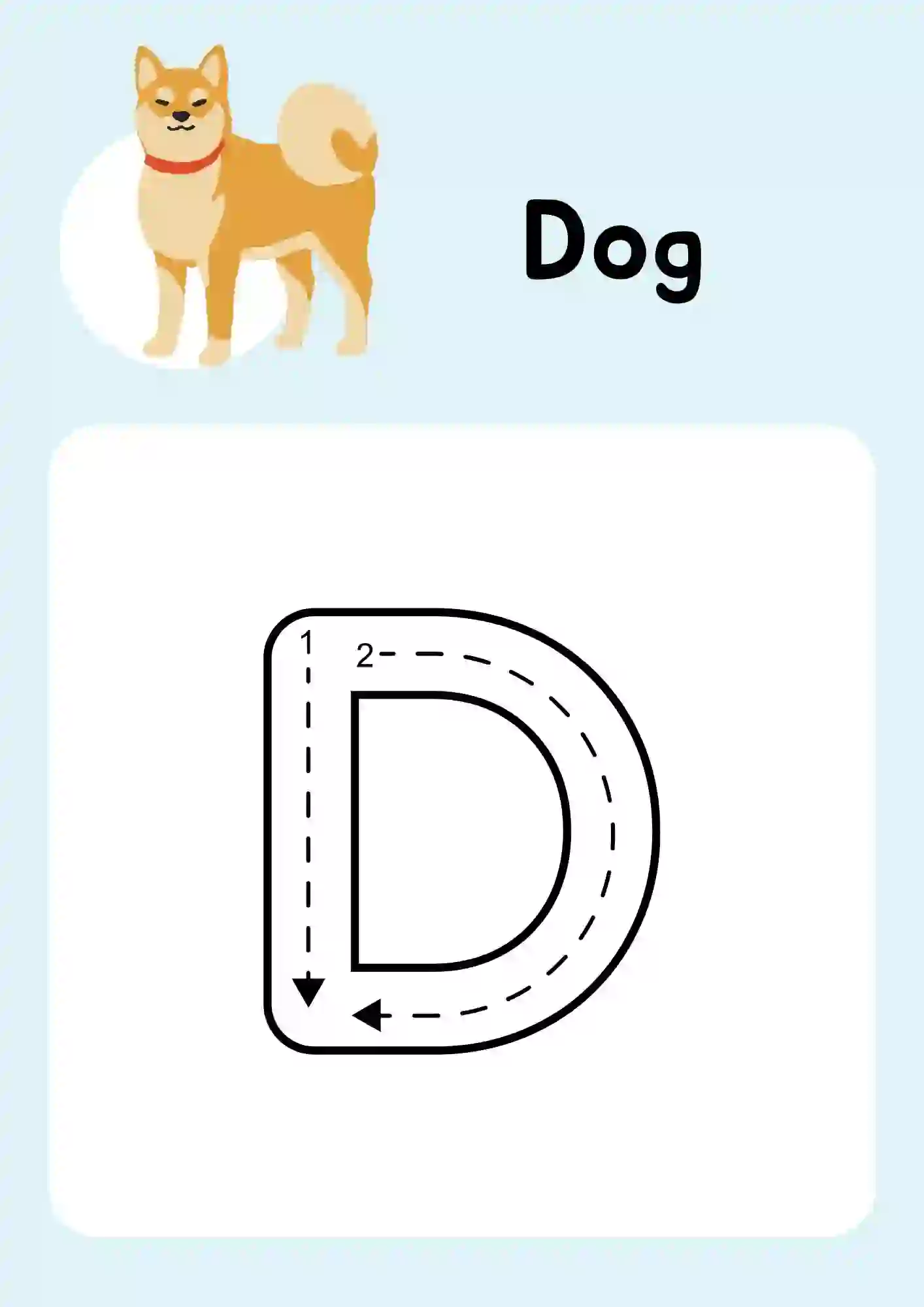 Uppercase Alphabet (D) Tracing Worksheets Kindergarten
