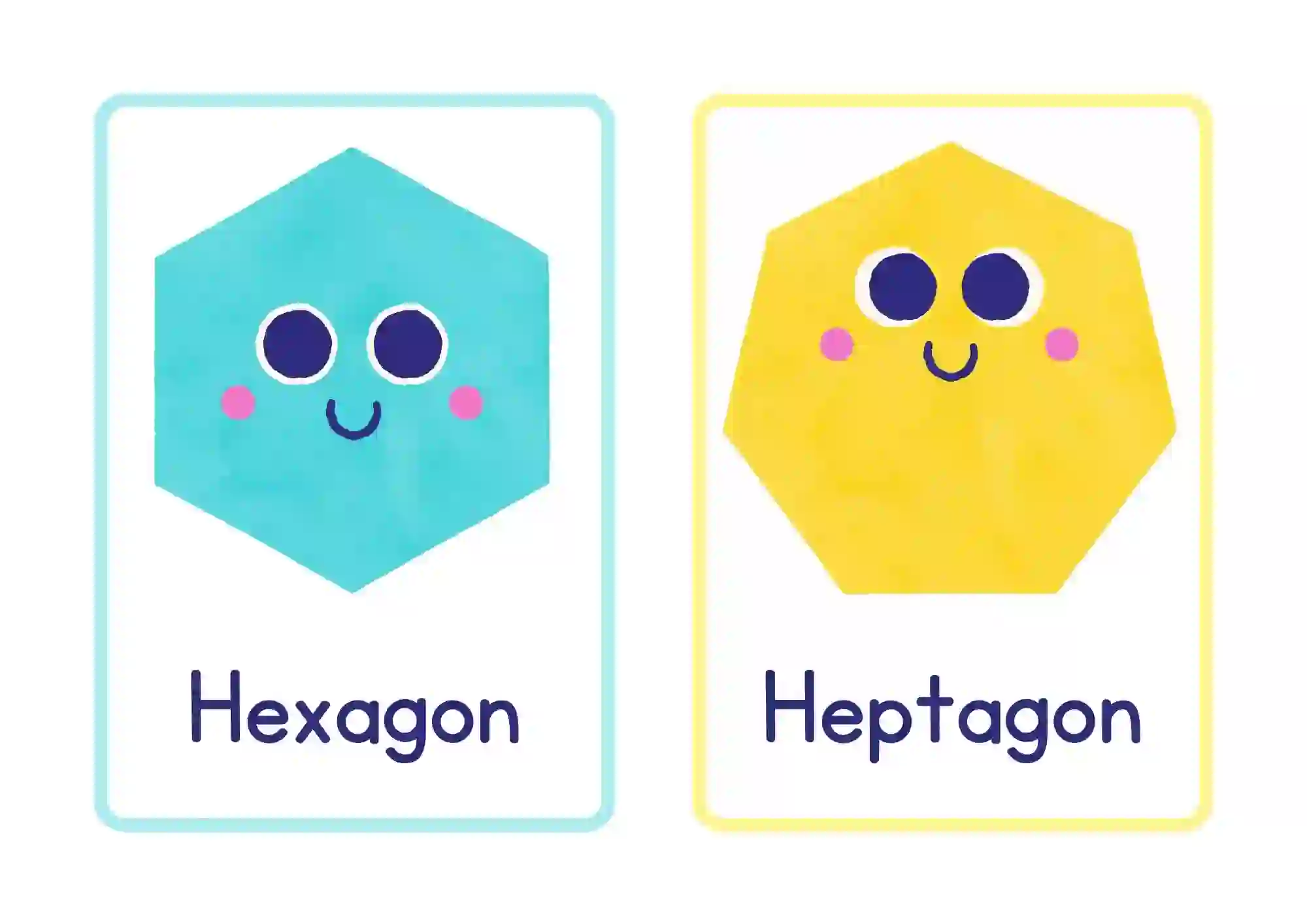 Shape Characters Posters For Kindergarten (hexagon and heptagon)