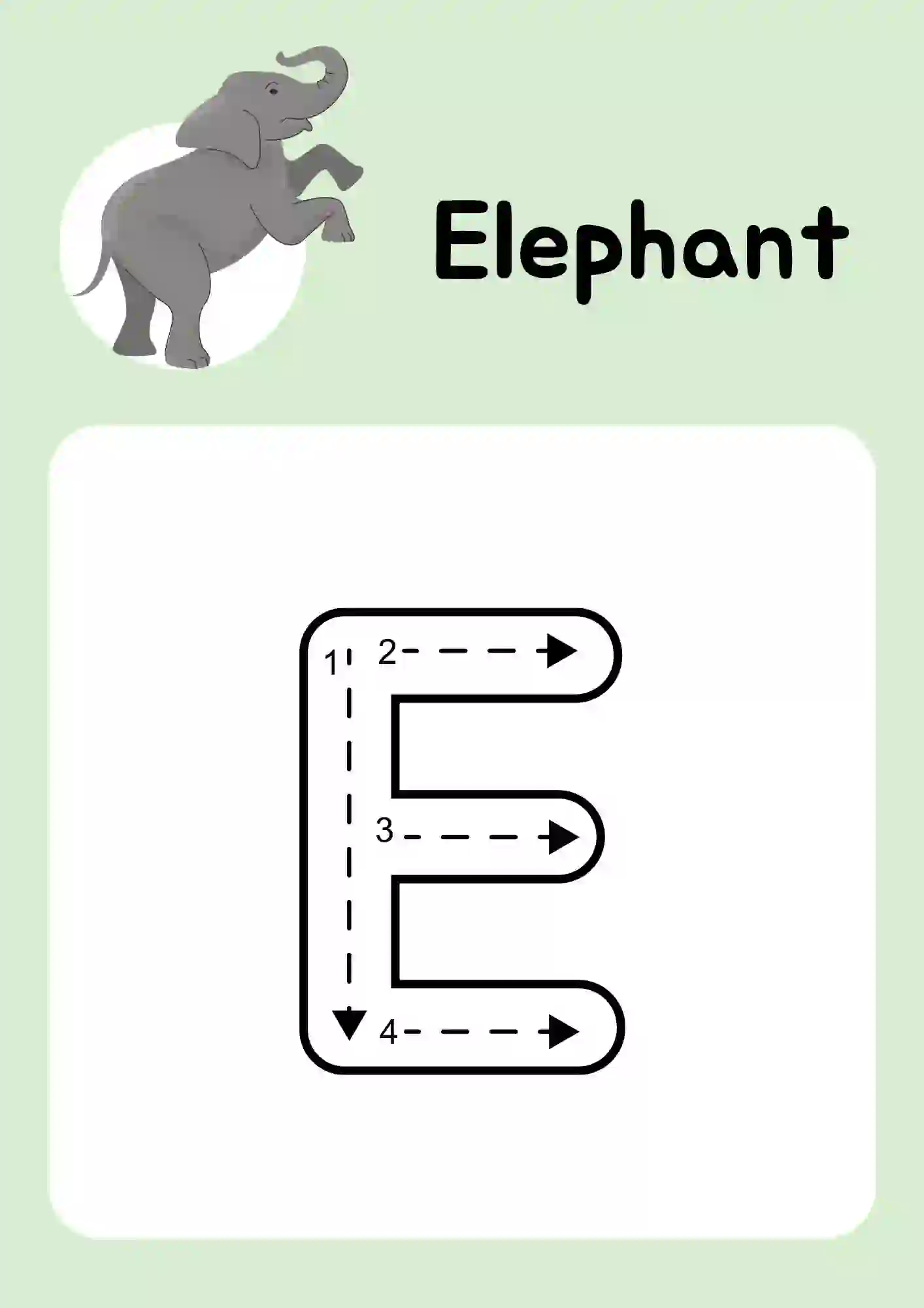 Uppercase Alphabet (E) Tracing Worksheets Kindergarten