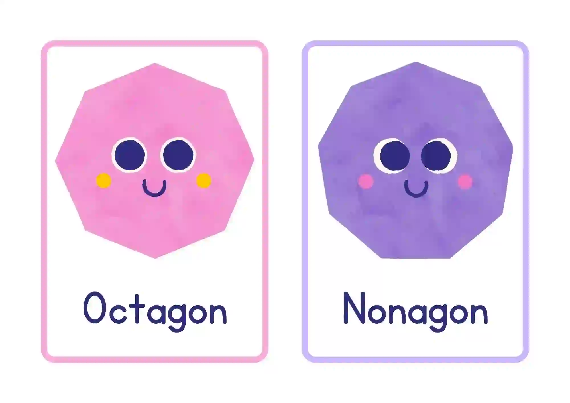 Shape Characters Posters For Kindergarten (octagon and nonagon)