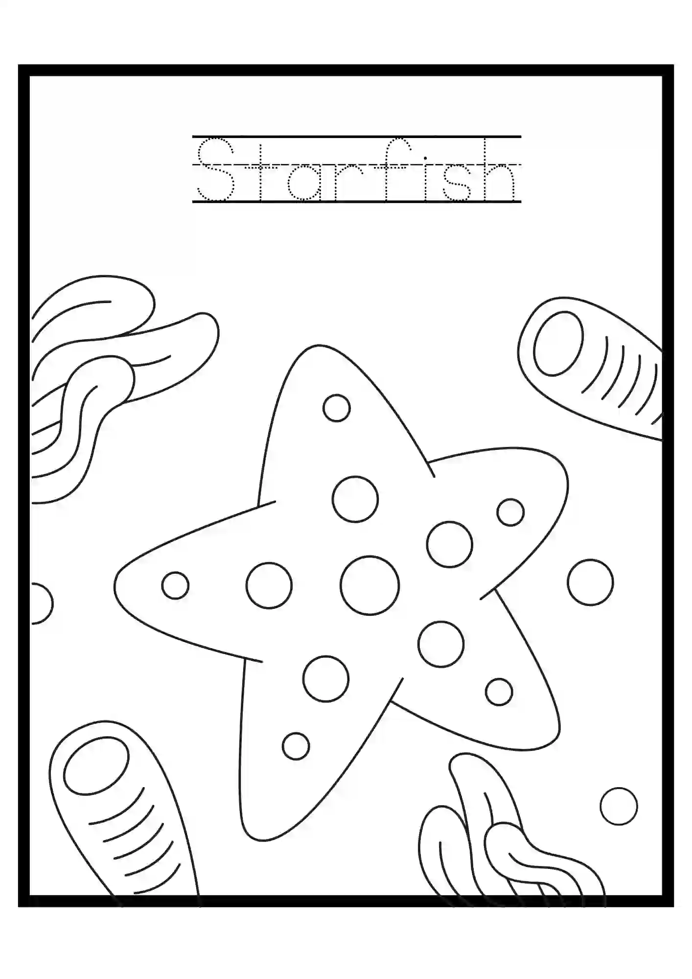 Under the Water Colouring Worksheets starfish