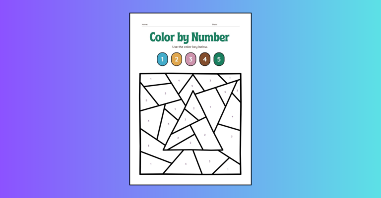 Color by number shapes worksheets for kindergarten