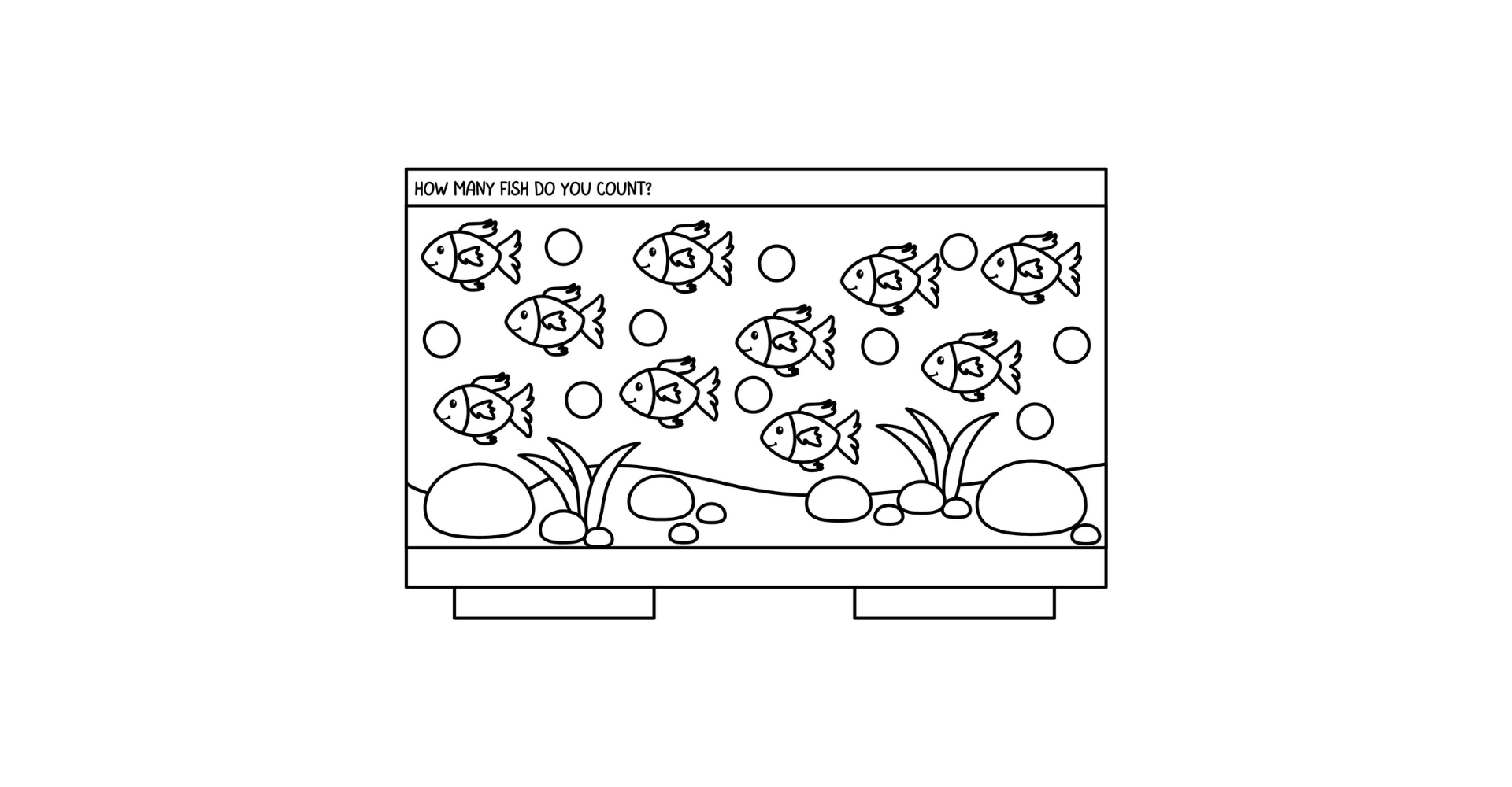 Fish Counting and Coloring Worksheets for kindergarten