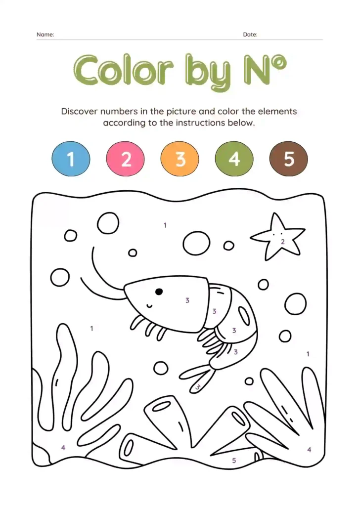 Color by Number Worksheets For Kindergarten