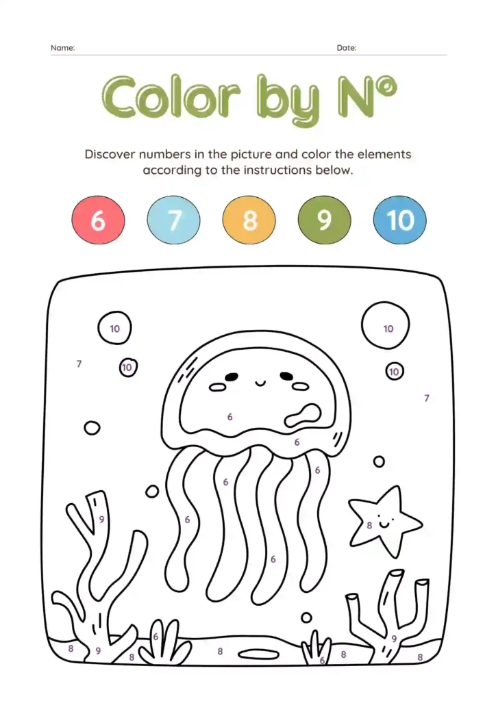 Color by Number Worksheets For Kindergarten