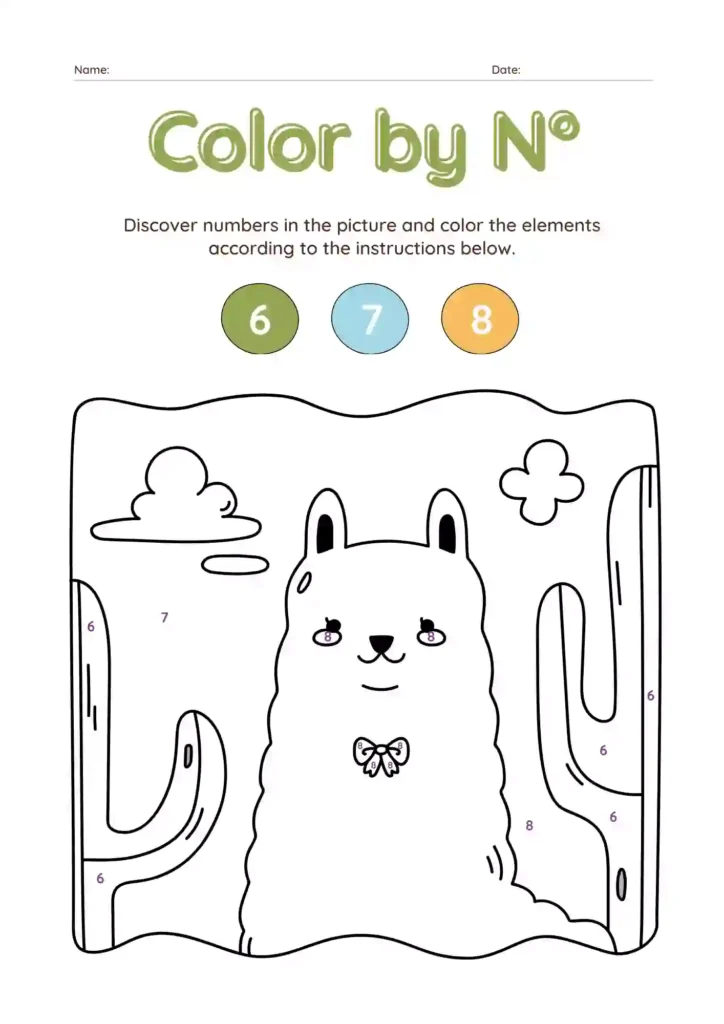 Color by Number Worksheets For Kindergarten