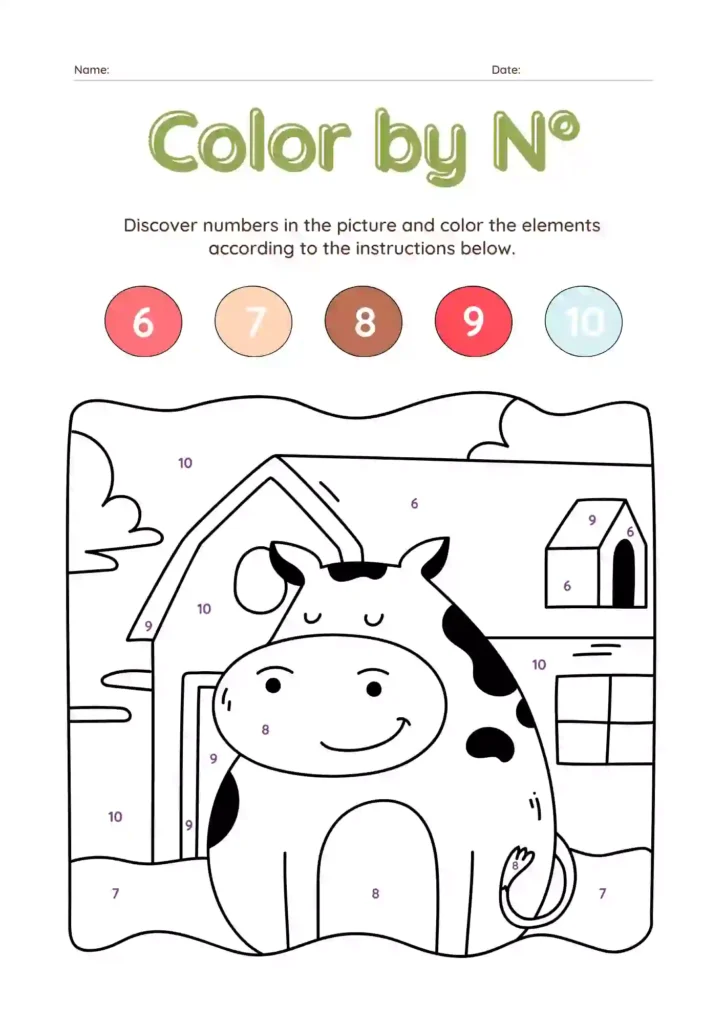 Color by Number Worksheets For Kindergarten