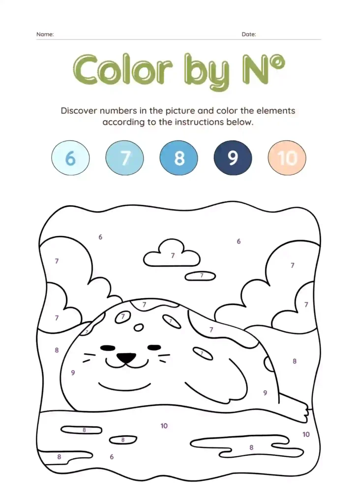 Color by Number Worksheets For Kindergarten