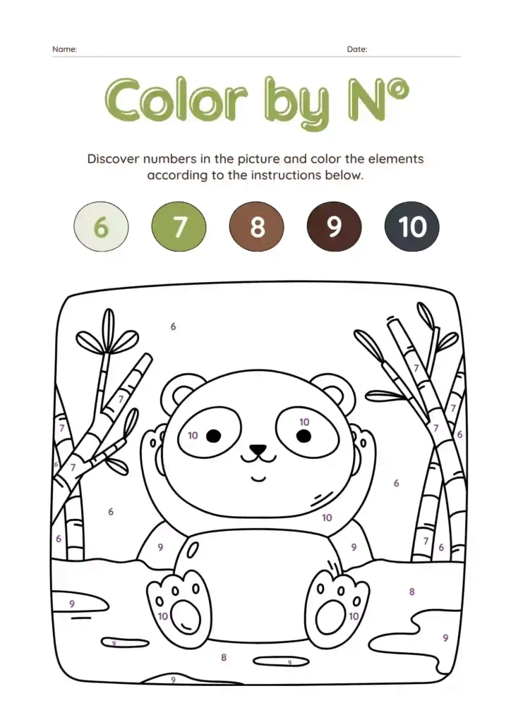 Color by Number Worksheets For Kindergarten