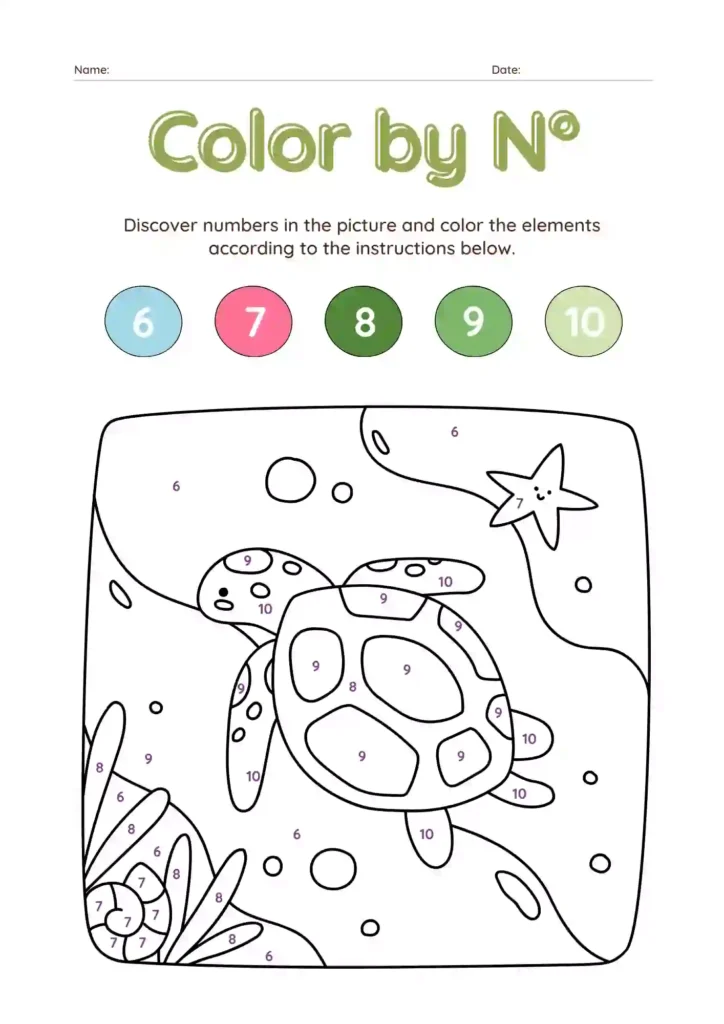 Color by Number Worksheets For Kindergarten