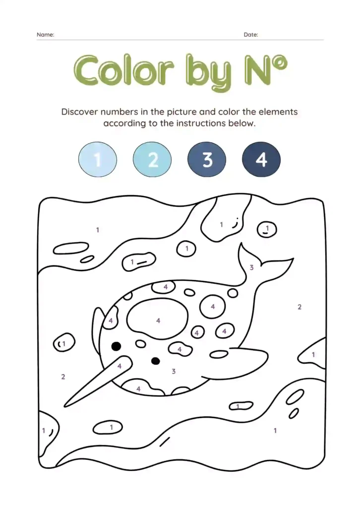 Color by Number Worksheets For Kindergarten