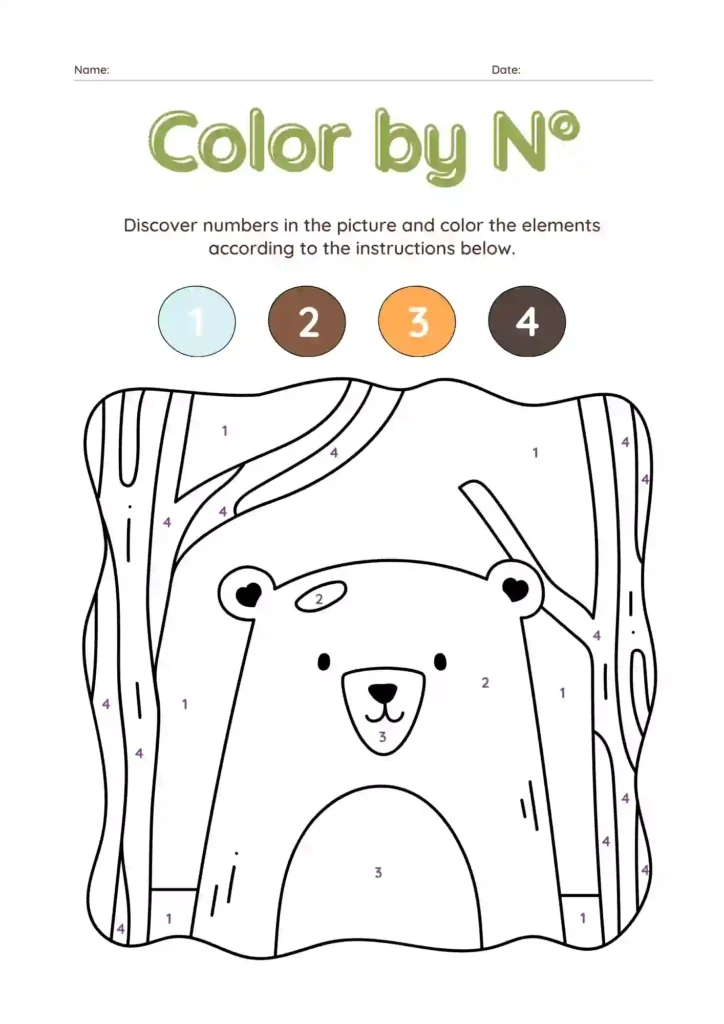 Color by Number Worksheets For Kindergarten