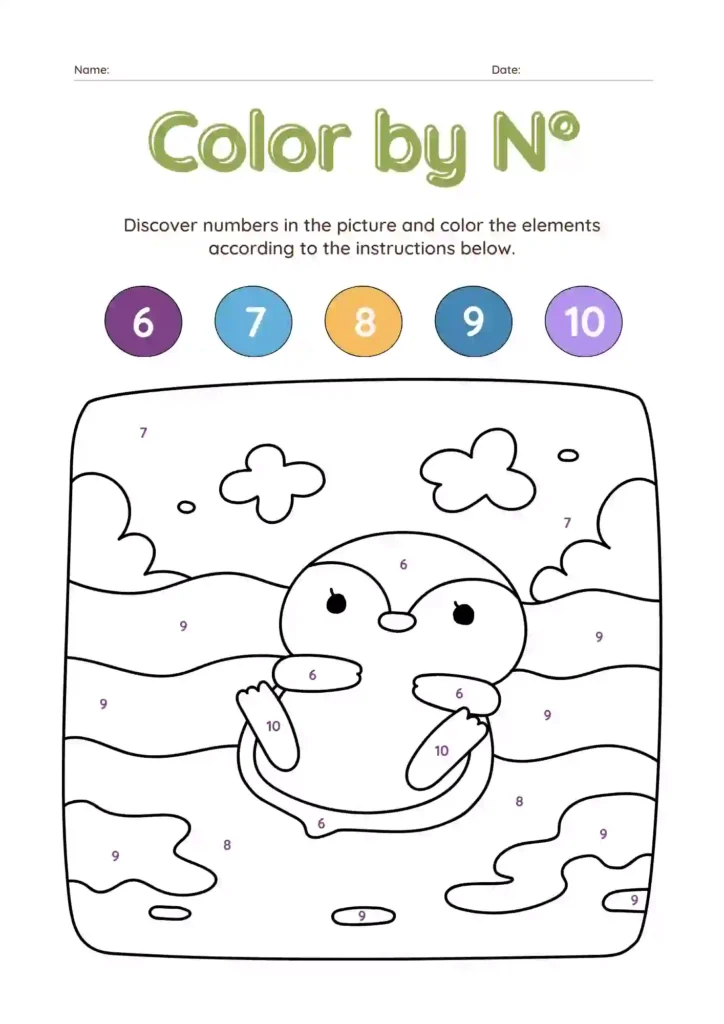 Color by Number Worksheets For Kindergarten