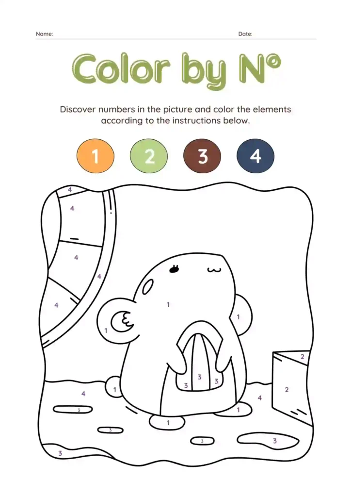 Color by Number Worksheets For Kindergarten