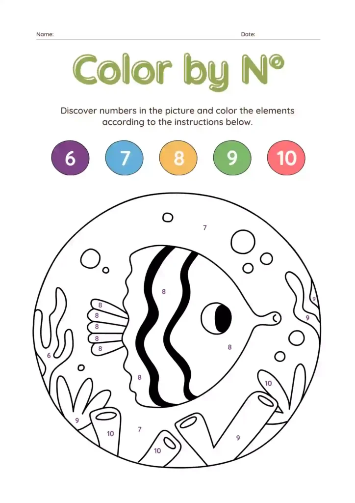 Color by Number Worksheets For Kindergarten