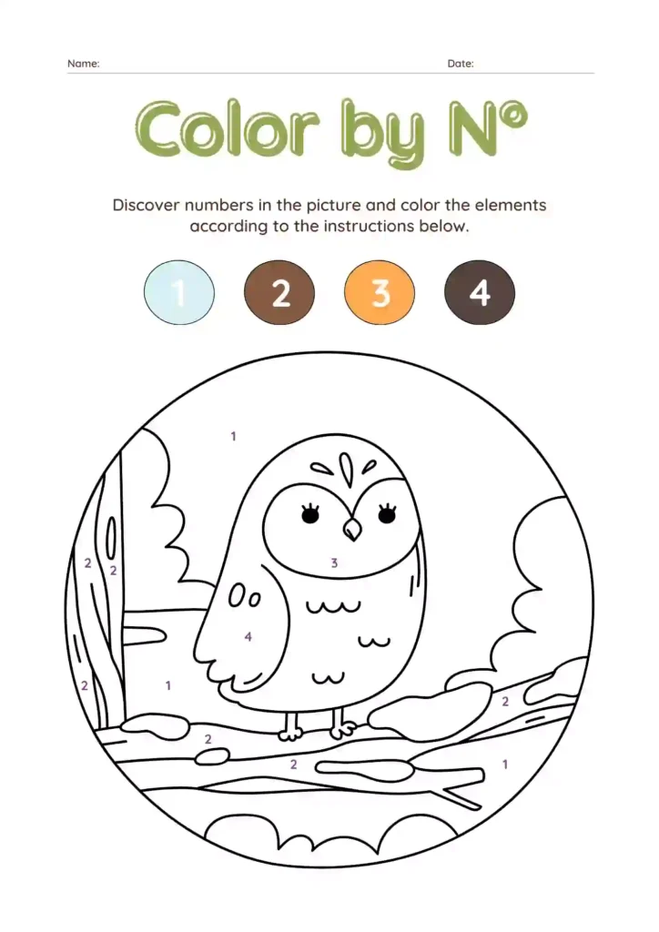 Color by Number Worksheets For Kindergarten