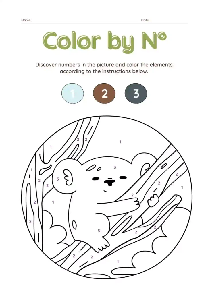 Color by Number Worksheets For Kindergarten