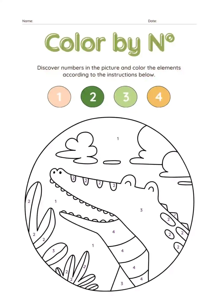 Color by Number Worksheets For Kindergarten