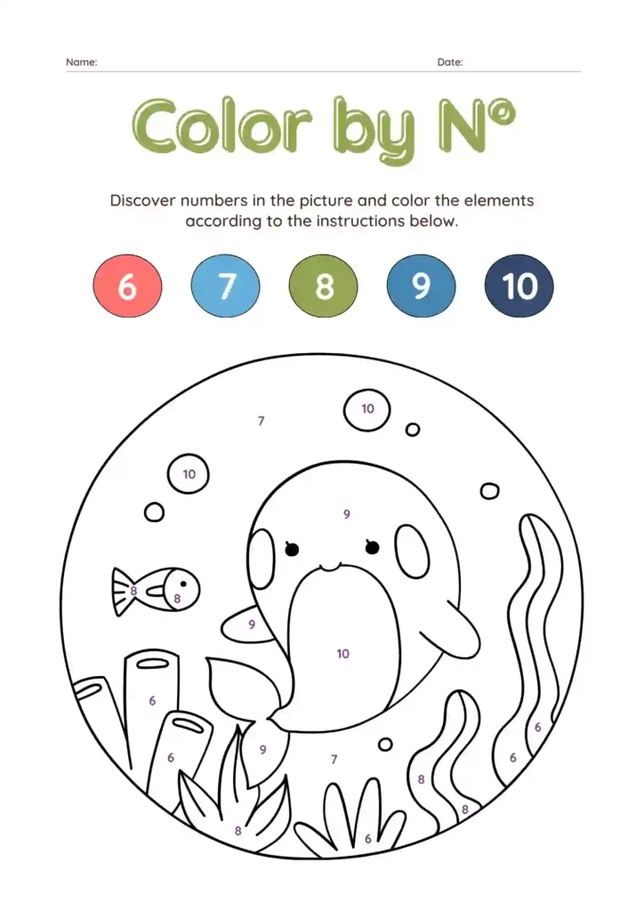 Color by Number Worksheets For Kindergarten