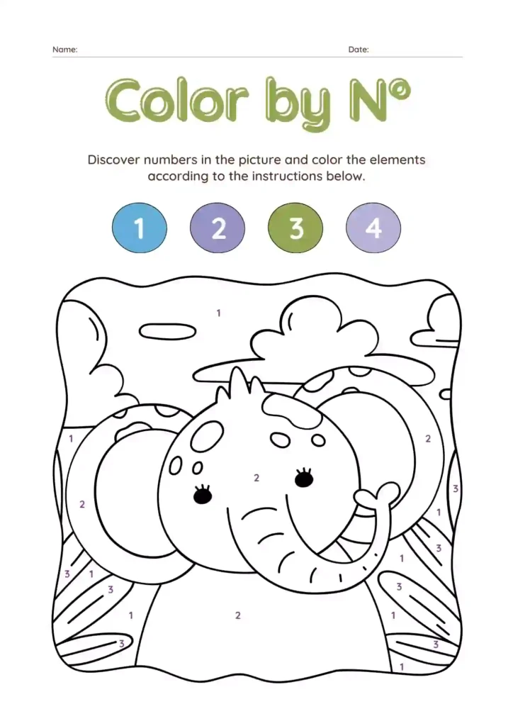 Color by Number Worksheets For Kindergarten