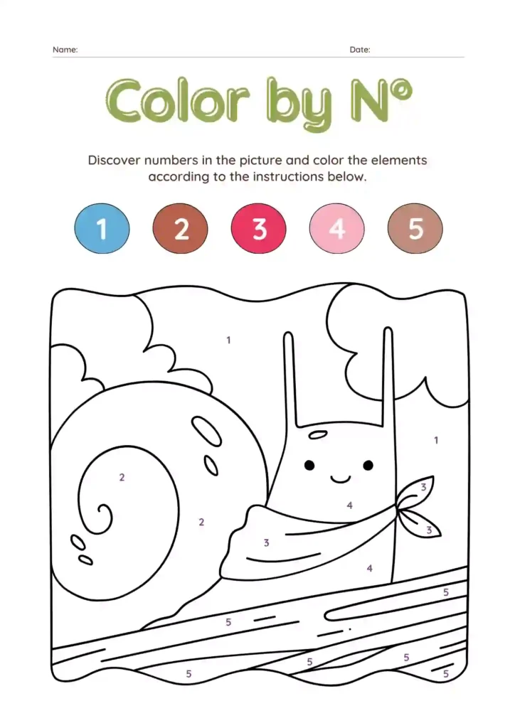 Color by Number Worksheets For Kindergarten