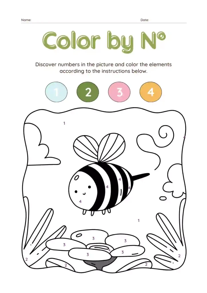 Color by Number Worksheets For Kindergarten