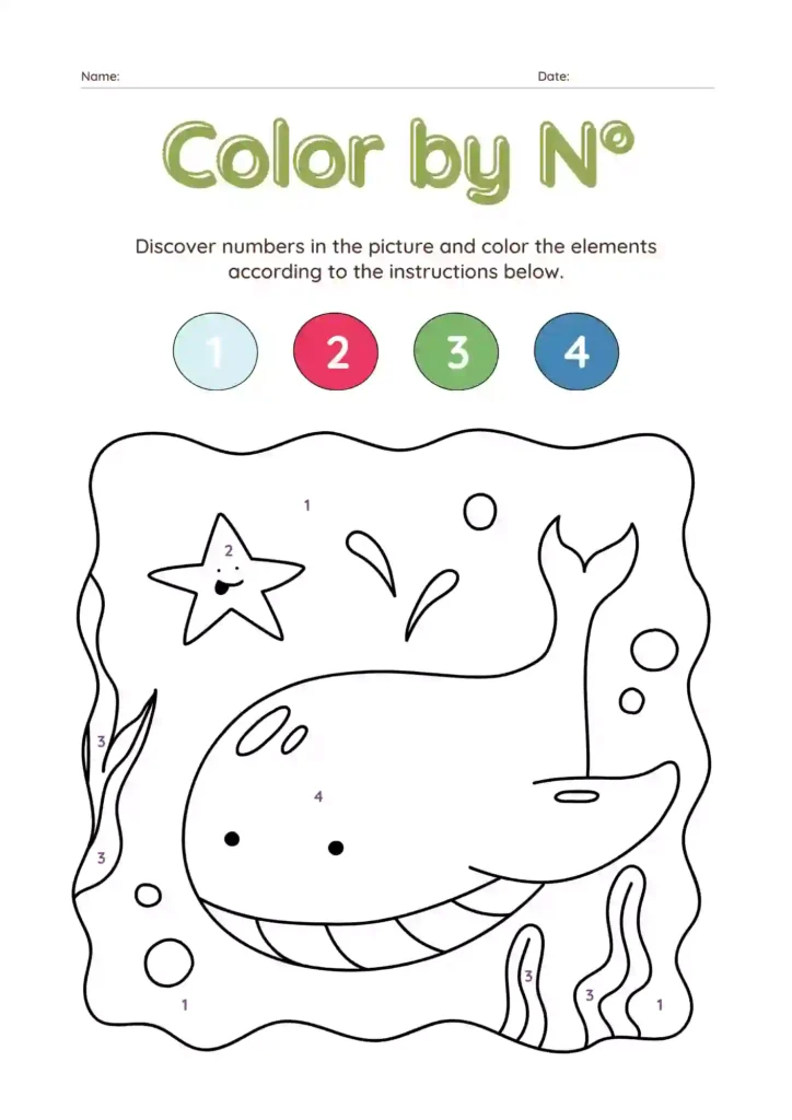 Color by Number Worksheets For Kindergarten