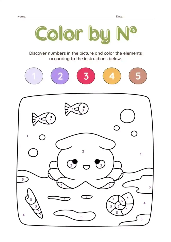 Color by Number Worksheets For Kindergarten