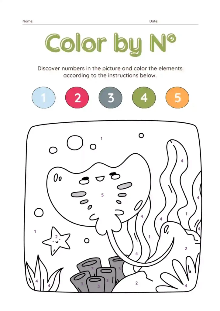 Color by Number Worksheets For Kindergarten