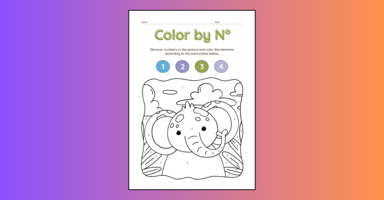 Easy Color by Number Worksheets For Kindergarten