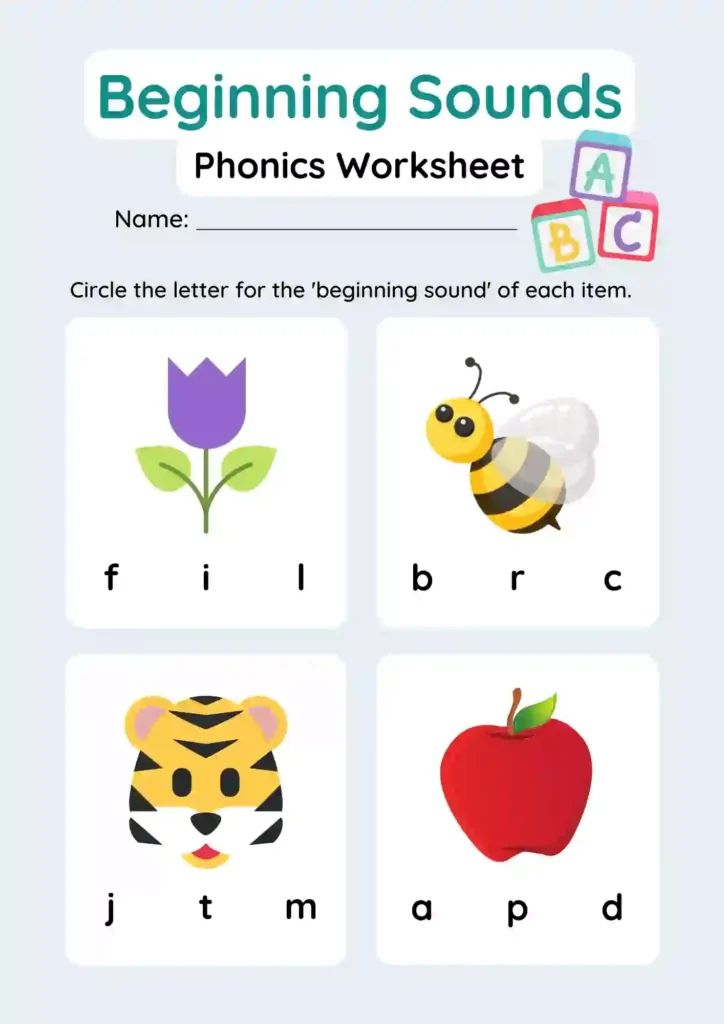 Beginner Phonics Worksheets For Kindergarten