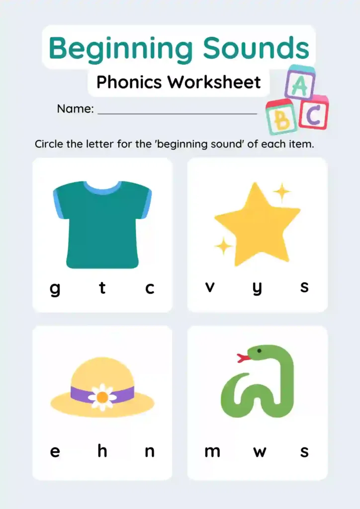 Beginner Phonics Worksheets For Kindergarten