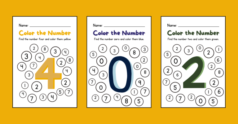 Color The Number Worksheets For Kindergarten