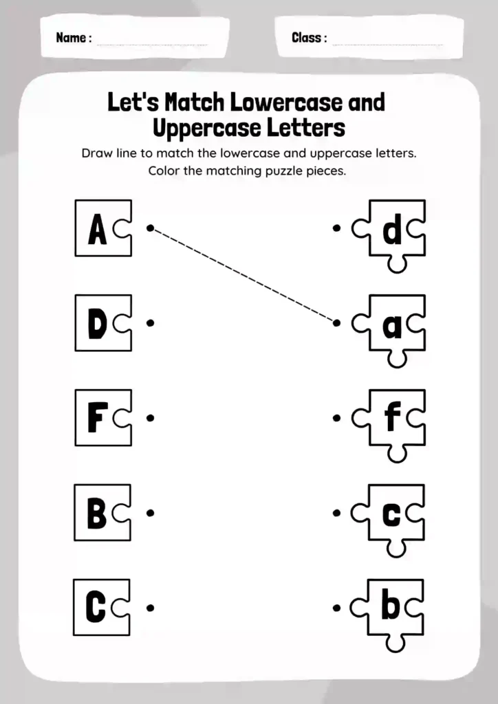 Alphabet Matching Worksheets For Nursery And Kindergarten